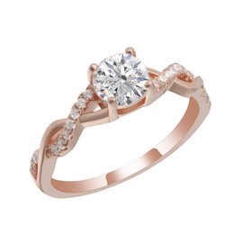 Ginger Lyne Collection Queena Bridal Wedding Engagement Ring for Women Sterling Silver Twist Vine Setting with 1 Carat Cubic Zirconia Engagement Black Tie Series Jewelry