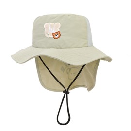 Jupsk Baby Sun Hat Toddler Bucket Hat with Neck Protection UPF50 Wide Brim Adjustable Summer Beach Cap for Kids Child Boys Girls 2-5 Years (Green)