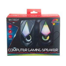 BYTECH COMPUTER GAMING SPEAKERS WITH CHANGING RGB MULTI-COLOR LED LIGHTS