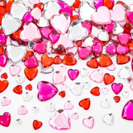 616 Pcs Acrylic Heart Rhinestone Heart Sticker Self-Adhesive Rhinestone Crystal Gems Sticker 18mm/12mm/10mm/8mm/6mm Flat Back Jewels Stickers for Valentine's Day Wedding Decoration DIY Crafts Making