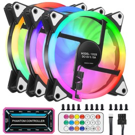 vantisan Ventilador de Computadora, Ventiladores 120mm para Ordenador, Ventiladores pc, 4 pines PWM Ventilador, Enfriador de CPU, Ventilador de PC RGB,Silencioso, con Control Remoto (3 cantidades)