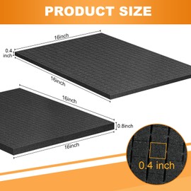 Eunice Apart Foam Insert,4pcs Polyurethane Pre Cube Pick and Pluck Foam Sheets with Bottom Use for Boxes Cases Padding Camera, Board Game Box(2pcs-16 * 16 * 0.8 in+ 2pcs-16 * 16 * 0.4 in)