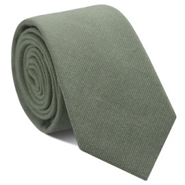 Mantieqingway Skinny Ties for Men,Cotton Linen Neck Tie for Daily Dress,Weddings, Groom, Groomsmen, Missions, Dances (SageGreen)