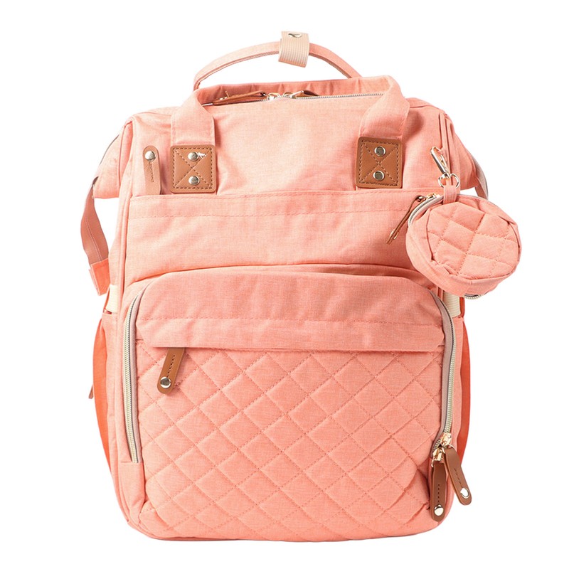 Pink Diaper Bag Backpack Multi Compartment Waterproof Large Capacity Travel