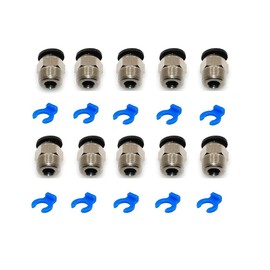 10PCS PC4-M10 Male Straight Pneumatic PEFE Tube Push In Quick Fitting Connector for E3D-V6，Bowden Extruder Hotend Couplers for Ender V2 Ender 3 Pro CR10 I3 Mega Chiron Series 3D Printers