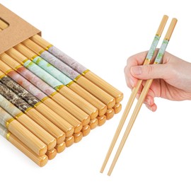 LOROTOCO 20Pairs Bamboo Chopstick Reusable Wooden Chop Sticks Washable Chinese Style 9.5Inch