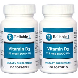 Vitamin D3 High Potency 5000 IU 100 Softgels per Bottle Pack of 2