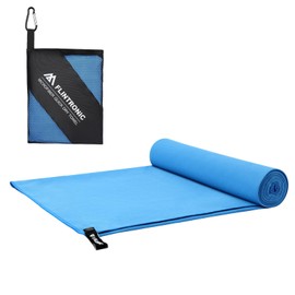 flintronic Microfibre Towel, 200 x 100 cm, Large Bath Towel, Quick-Drying Microfibre Towels, Sports Towel, Travel Towel, Beach Towel for Gym, Beach, Sauna, Sky Blue