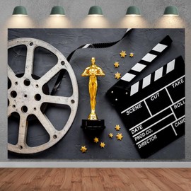 SADFA Movie Theme Backdrop 5x3ft Golden Statue and Movie Clapper Board Background Photography Show Parties Award Ceremony Award Ceremony Decorations Photo Booth Props