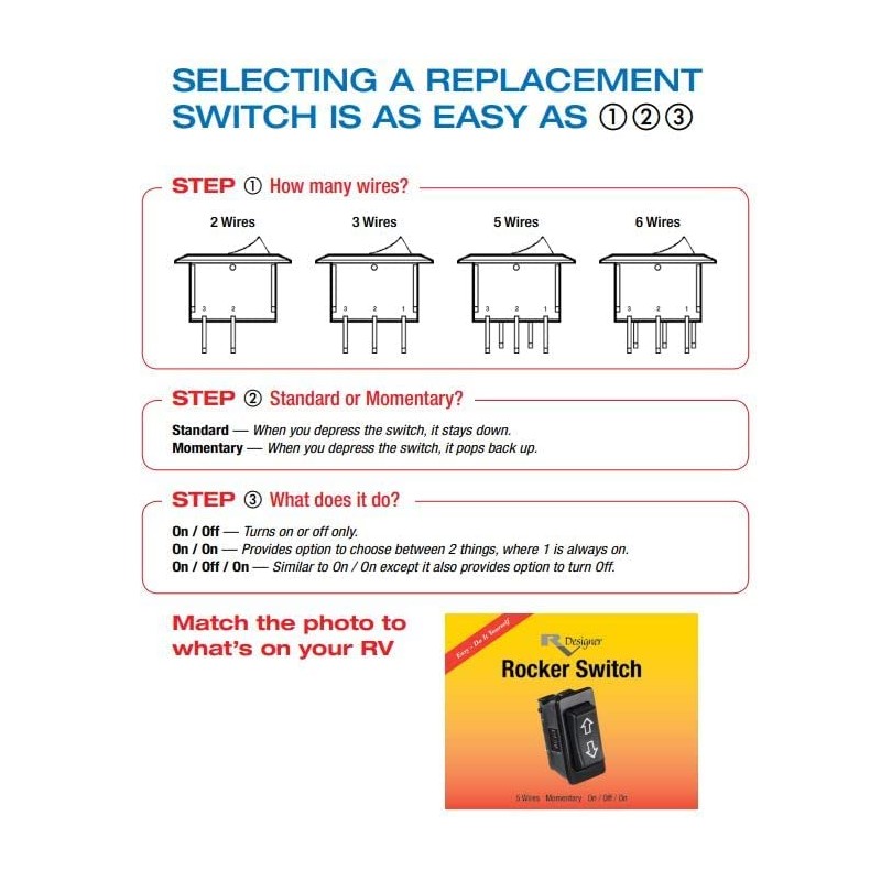 RV Designer RV Designer S265, Rocker Switch, 10 Amp, On
