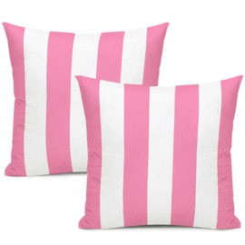 Qwalnely 2 Sets Striped Decorative Throw Pillow Covers, 18x18 Inch for Living Room Couch Bed Sofa, Pink and White Striped Home Decor, Soft Cushion Case