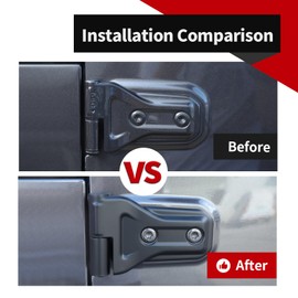 Voodonala for Jeep Wrangler JL JT 2Doors 4XE 2018-2024 Car Door Hinge Cover Compatible with Jeep Wrangler JL JT 4XE 2Doors 2018 2019 2020 2021 2022 2023 2024 (Matte Black,ABS,8Pcs/Set)