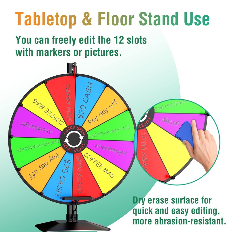EBLIKI 24" Prize Wheel - Dual Use Tabletop or Height