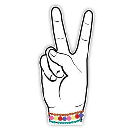 Peace Hand Sign Vinyl Decal Sticker, Victory Sign for Car Window Laptop SUV Trucks, Water Bottle, White, 5" Inch Bumper Sticker