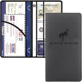 Customized for Bronco acessories 2/4door, registration and insurance holder premium Pu, Bronco accessories 2024 2023 2022 2021 with glove box organizer Black - Color: White