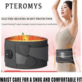 Cordless Heating Pad for Back Massager with 3 Vibration and 5 Heat, Portable Heated Back Brace Hatch Belt, Relaxing Gifts for Seniors (grey02)