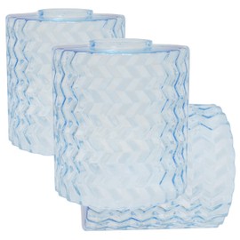 Lucidce 3 Pcs Blue Ripple Fitter Opening Lighting Fixture Replacements, E26 Base 1-5/8 Inch Fitter Glass Shades Cover for Ceiling Fan Wall Light and Pendant Light