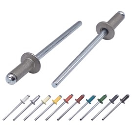 Marcopol Pack of 500 Painted Blind Rivets 4.0 x 8 mm, Dome Head, DIN 7337, Aluminium Rivets and Steel Mandrel, Pop Rivets (500, Aluminium Grey RAL 9007)