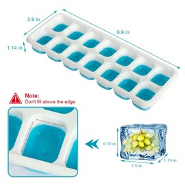 Ice Tray, Ice Cube Tray with Spill-Resistant Lids, Ice Cube Tray,2 Packs 28 Cubes, Easy-Release, Stackable, Reusable Ice Tray, for Cocktail, Coffee, Beer, Drinks (2, Green,Blue, 9.9 x 3.9 inch)