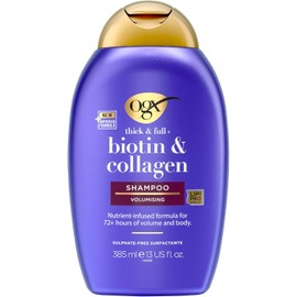 OGX Biotin and Collagen Volumising Hair Shampoo, Thick and Full, with Vitamin B7 Biotin, and Collagen, for Fine Hair, Sulfate Free Surfactants, 385ml