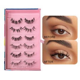 SY SHUYING Wispy False Eyelashes – Natural Fairy Cat Eye Look, Long Strip & Doll - Like Manga Style, 6 Pairs C Curl Lashes Pack