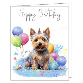 Doggie of the Day Happy Birthday Greeting Cards Silky Terrier - Cute Note Cards for Dog Lovers - Blank Inside Envelope Included, GCHB00284 10 Note Cards
