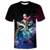 Cat Riding Shark Men 3D Printed Short Sleeve T-Shirts Casual