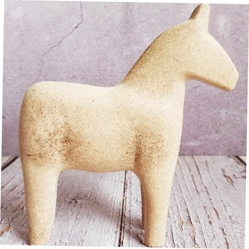 KOMBIUDA 2pcs Unfinished Wooden Horse Figurines for Painting Rustic Home