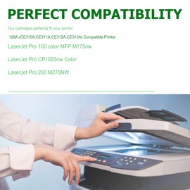 126A Printer Toner Replacement for HP 126A Toner Cartridge Fit for HP Laserjet Pro 100 Color MFP M175nw Toner,cp1025nw Toner,M275 Printer Ink (Black,Cyan, Magenta, Yellow 4-Pack)