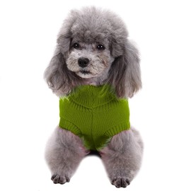 Small Dog Sweaters Knitted Pet Cat Warm Dog Sweatshirt Winter Clothes Kitten Puppy Sweater (Large,Light Green)