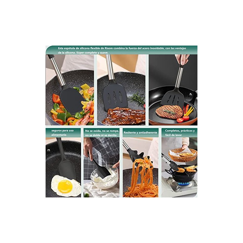 Risom - Utensilios de cocina de silicona, 32-Piezas Juego de