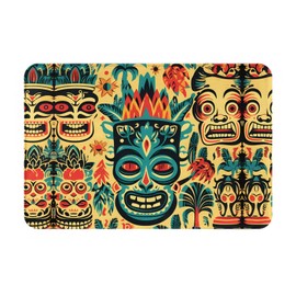 BROLEO Doormat Vintage Aloha Tiki Pattern Pattern 16x24in Anti-Slip and Easy to Clean Suitable for Front Door, mats, Living Room, Bathroom, White