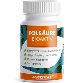 Folic Acid Bioactive 400 μg - 365 Folic Acid Tablets with Biofolate L-5-MTHF Folic Acid - Optimal High Dose for Desiring Children and Pregnancy - Laboratory Tested with Certificate - 100% Vegan - Annual Supply