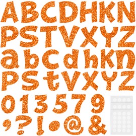 Colarr 216 Pcs Glitter Bulletin Board Letters for Classroom Numbers Alphabet Poster Board Letters with Adhesive Dots Punctuation Symbols Cutout Bulletin Display School Decor(Orange)
