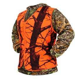 Volein Blaze Orange Camo Hunting Vest, Lightweight, Zipper Closure, M