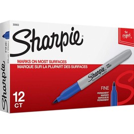 Sharpie 30003 Permanent Markers, 2 Packs of 12 Markers Each for a Total of 24 Markers, Blue; Alcohol-based Ink is Quick-drying and Nontoxic; Durable Ink is Fade-resistant and Water-resistant