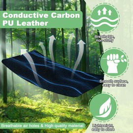 LAXVAPIU Grounding Mat for Bed Earth Connected Mat for Sleep with Grounding Plug Adapter, Cords, Conductive Mattress Pad, PU Leather with Carbon Fiber, 54x78 Inch