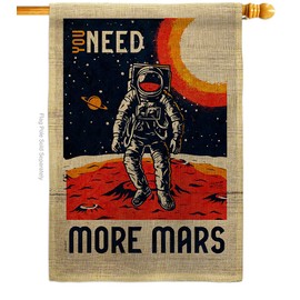NASA More Mars Burlap House Flag Armed Forces Space Program Discovery Sky Astronomy United State American US Small Decorative Gift Yard Banner Double-Sided Made in USA 28 X 40