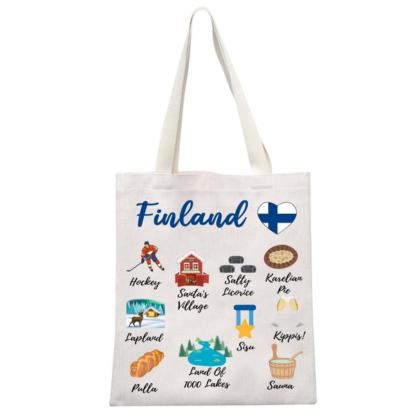 MEIKIUP Finland Travel Gift Finland Travelling Culture Themed Tote Bag