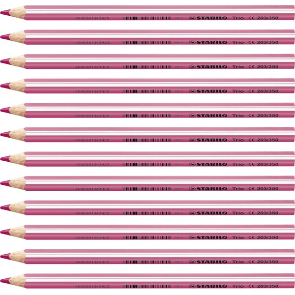 Colouring Pencil - STABILO Trio thick Box of 12 pink