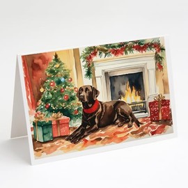 Caroline's Treasures DAC2695GCA7P Labrador Retriever Cozy Christmas Greeting Cards Pack of 8 Blank Cards with Envelopes Whimsical A7 Size 5x7 Blank Note Cards