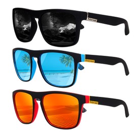 3 Pcs Mens Sunglasses Polarized Square for Outdoor Running Golf Driving Fishing Travel Eyewear