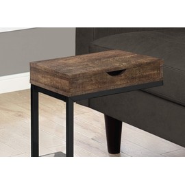 Monarch Specialties BROWN RECLAIMED WOOD-LOOK/BLACK/DRAWER ACCENT, END, SNACK TABLE