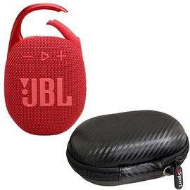 JBL Clip 5 Ultra Portable Bluetooth Speaker with gSport Carbon Fiber Case (Red)