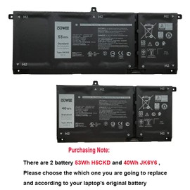OUWEE H5CKD Laptop Battery Compatible with Dell Vostro 5300 5401 5501 Latitude 3410 3510 Inspiron 5300 5401 5408 5501 5508 5400 7405 7300 7500 2-in-1 Silver Series 07T8CD 0TXD03 09077G JK6Y6 15V 53Wh