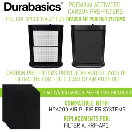 Durabasics 8 Pack Replacement Prefilter for Honeywell HPA200 | Carbon Pre...