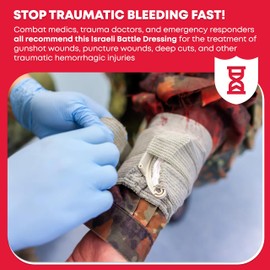 Ever Ready First Aid Israeli Compression Bandage – 6" Tactical Emergency Trauma Dressing for Bleeding Control, First Aid & EMS Use – Black – FSA/HSA Eligible