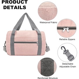 15 Inch Small Carry On Bags for Airplanes Spirit Airlines Personal Item Bag Underseat Foldable Travel Duffle Gym Bags for Women Men(20L,Pink)