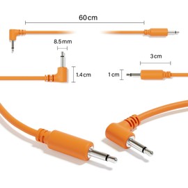 ExcelValley - Hybrid Mono Modular Patch Cables - TS 3.5mm 1/8" - Eurorack Synth Synthesizer [10-Pack | 60 cm - 23.62"]