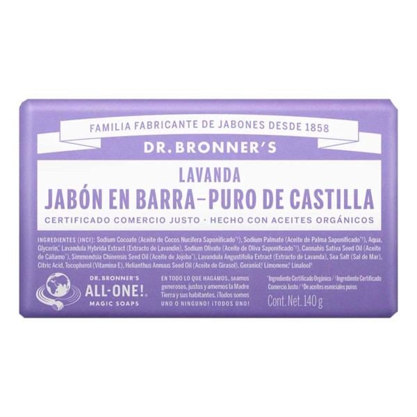 Dr. Bronners Jabon De Castilla En Barra Dr Bronner´s Lavanda 140 Gr